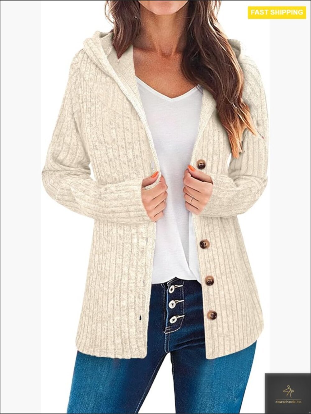 Long Sleeve Cardigan Sweater Slim Fit V-Neck Button Front Business Casual